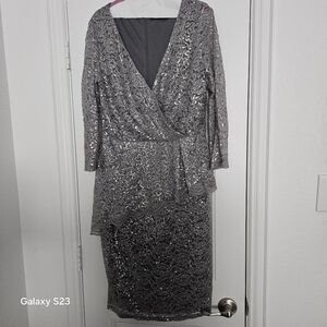 Marina Gray Sequin Dress